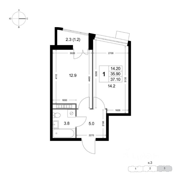 Apartment Sale, 37.1 sq. m. at Legenda Korenyovo, ulitsa Lorkha, dachny posyolok Kraskovo, Lubertsy City District, Moscow Region, Russia #1