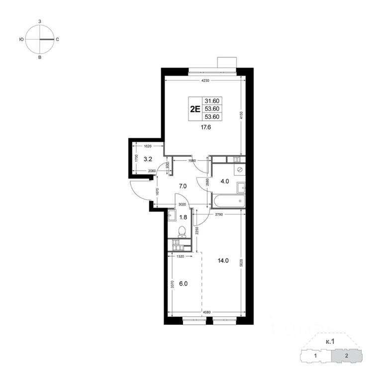1-BD Apartment Sale, 53.6 sq. m. at Legenda Korenyovo, ulitsa Lorkha, dachny posyolok Kraskovo, Lubertsy City District, Moscow Region, Russia #1