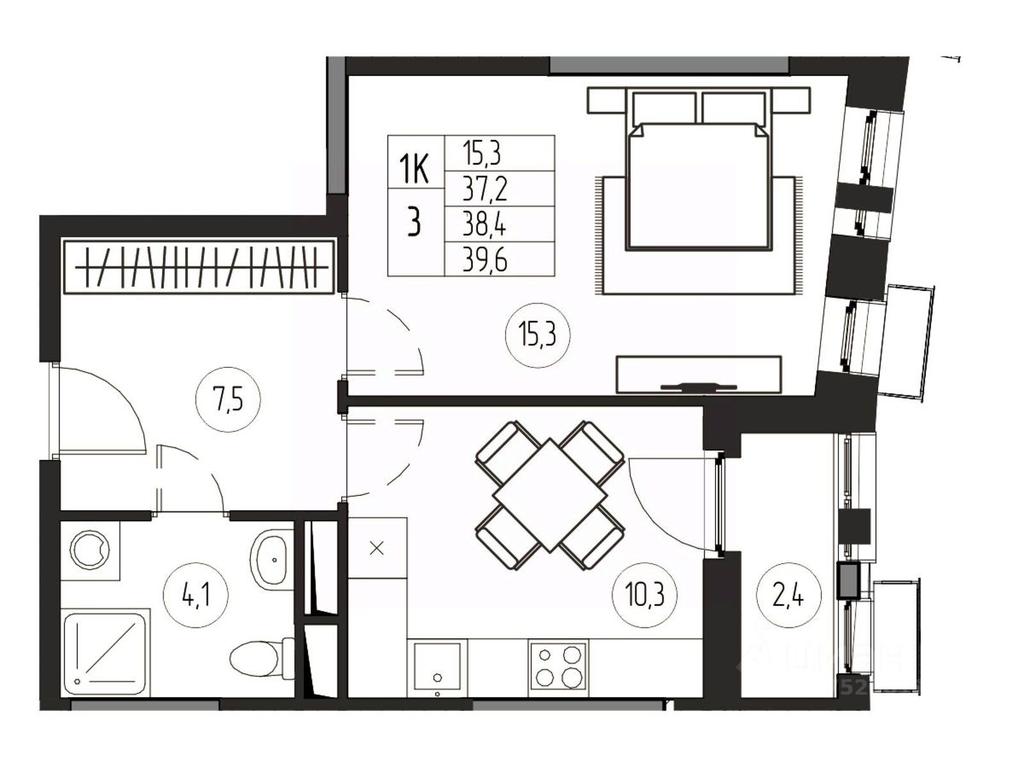 Apartment Sale, 38.4平方米 at Premium, ulitsa Turgeneva, Pushkino, Moscow Region, Russia #1