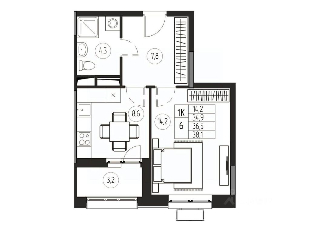 Apartment Sale, 36.5平方米 at Premium, ulitsa Turgeneva, Pushkino, Moscow Region, Russia #1 Apartment Sale, 36.5平方米 at Premium, ulitsa Turgeneva, Pushkino, Moscow Region, Russia #1