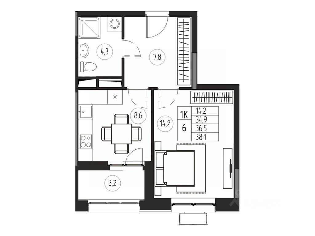 Apartment Sale, 36.5平方米 at Premium, ulitsa Turgeneva, Pushkino, Moscow Region, Russia #1 Apartment Sale, 36.5平方米 at Premium, ulitsa Turgeneva, Pushkino, Moscow Region, Russia #1