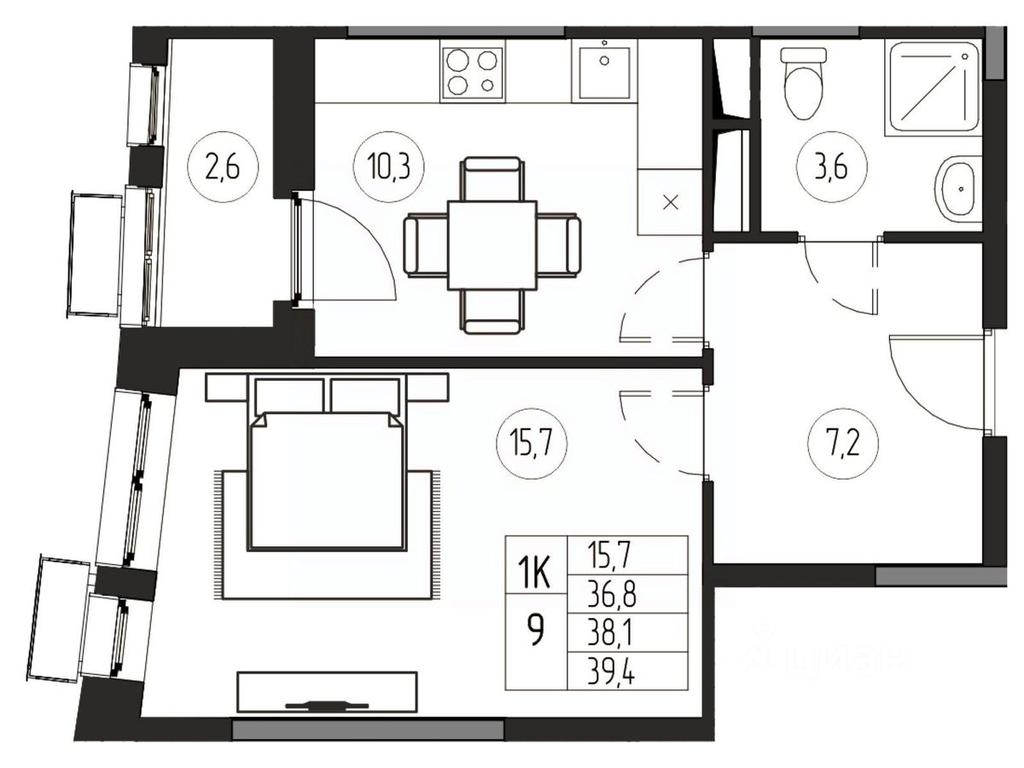 Apartment Sale, 38.1 sq. m. at Premium, ulitsa Turgeneva, Pushkino, Moscow Region, Russia #1