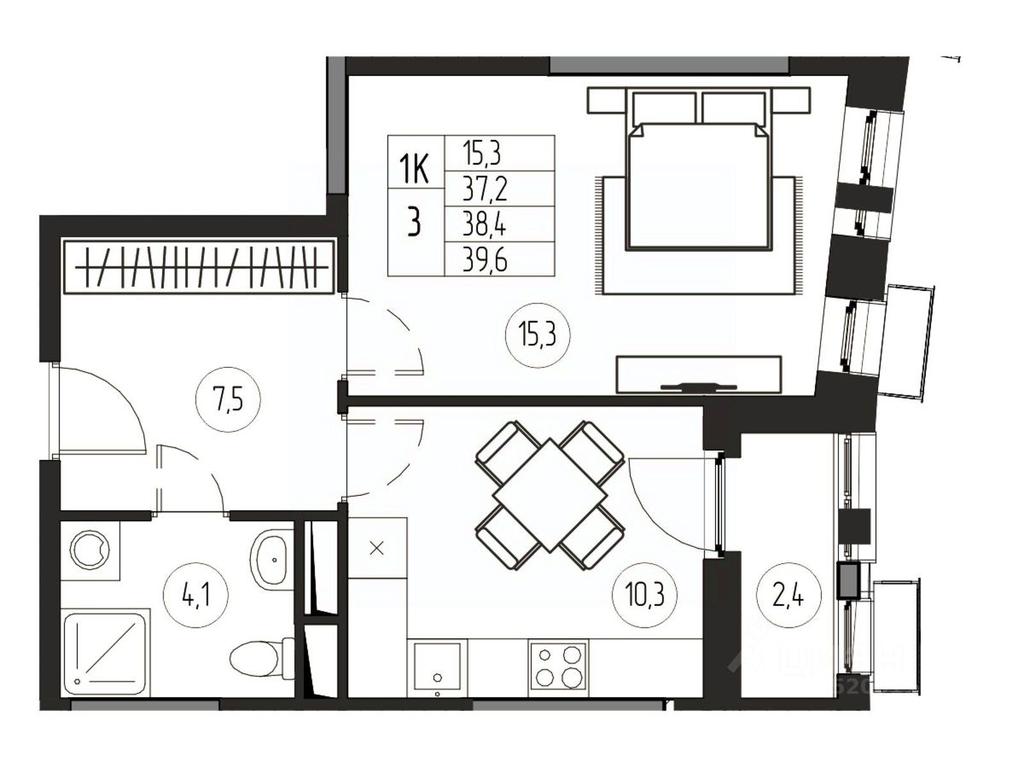 Apartment Sale, 38.4平方米 at Premium, ulitsa Turgeneva, Pushkino, Moscow Region, Russia #1