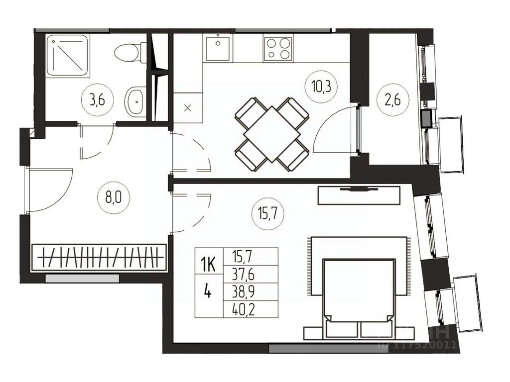 Apartment Sale, 38.9平方米 at Premium, ulitsa Turgeneva, Pushkino, Moscow Region, Russia #1