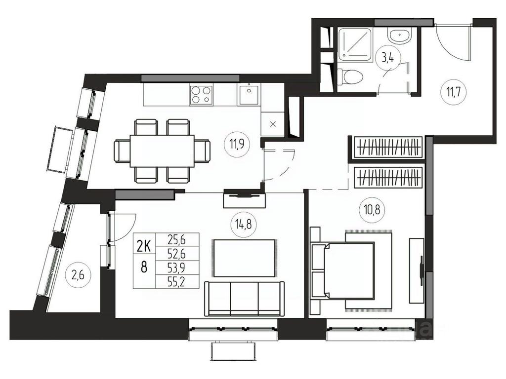 1-BD Apartment Sale, 53.9平方米 at Premium, ulitsa Turgeneva, Pushkino, Moscow Region, Russia #1 1-BD Apartment Sale, 53.9平方米 at Premium, ulitsa Turgeneva, Pushkino, Moscow Region, Russia #1