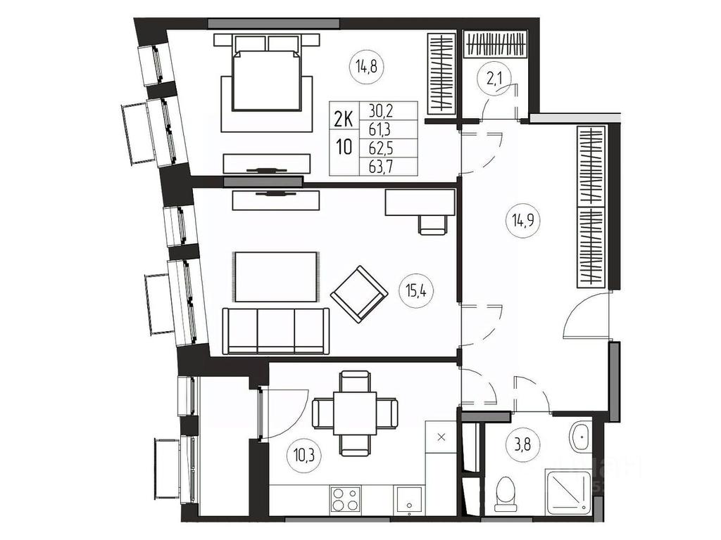 1-BD Apartment Sale, 62.5平方米 at Premium, ulitsa Turgeneva, Pushkino, Moscow Region, Russia #1 1-BD Apartment Sale, 62.5平方米 at Premium, ulitsa Turgeneva, Pushkino, Moscow Region, Russia #1
