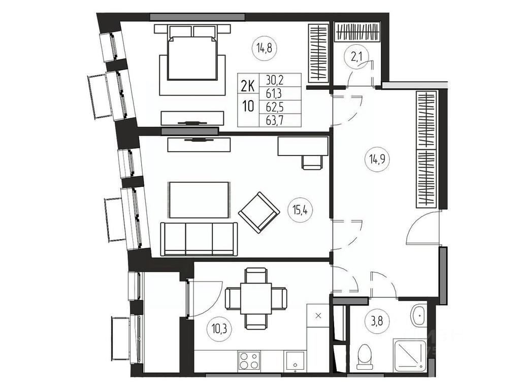 1-BD Apartment Sale, 62.5平方米 at Premium, ulitsa Turgeneva, Pushkino, Moscow Region, Russia #1 1-BD Apartment Sale, 62.5平方米 at Premium, ulitsa Turgeneva, Pushkino, Moscow Region, Russia #1