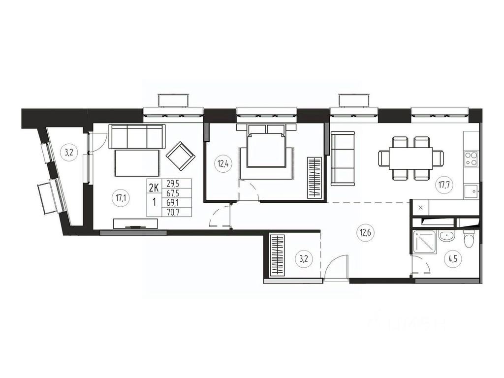 1-BD Apartment Sale, 69.1平方米 at Premium, ulitsa Turgeneva, Pushkino, Moscow Region, Russia #1 1-BD Apartment Sale, 69.1平方米 at Premium, ulitsa Turgeneva, Pushkino, Moscow Region, Russia #1