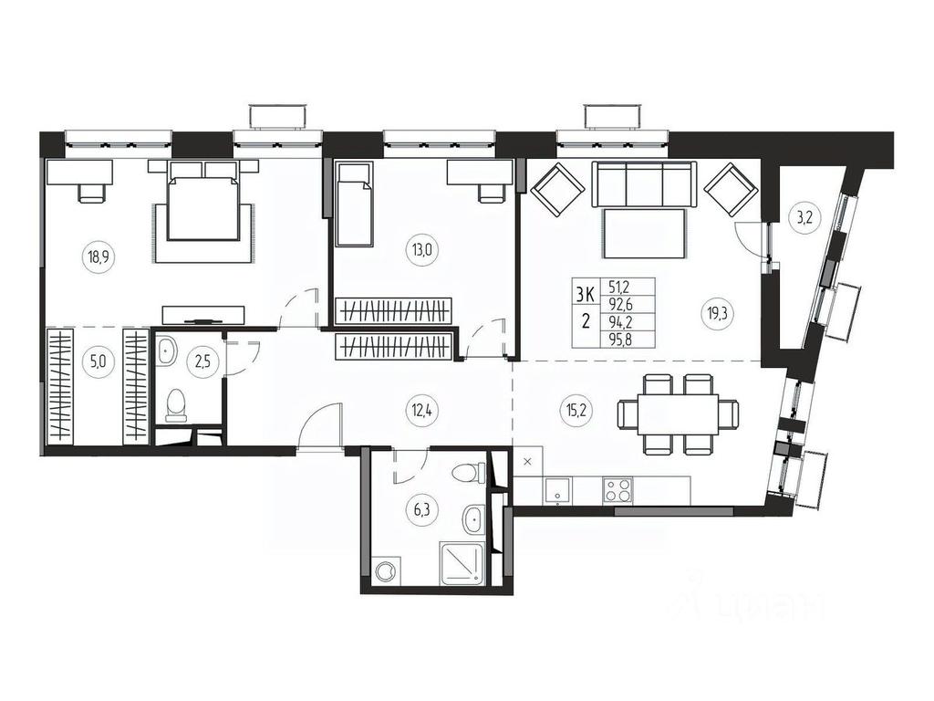 2-BD Apartment Sale, 94.2平方米 at Premium, ulitsa Turgeneva, Pushkino, Moscow Region, Russia #1 2-BD Apartment Sale, 94.2平方米 at Premium, ulitsa Turgeneva, Pushkino, Moscow Region, Russia #1