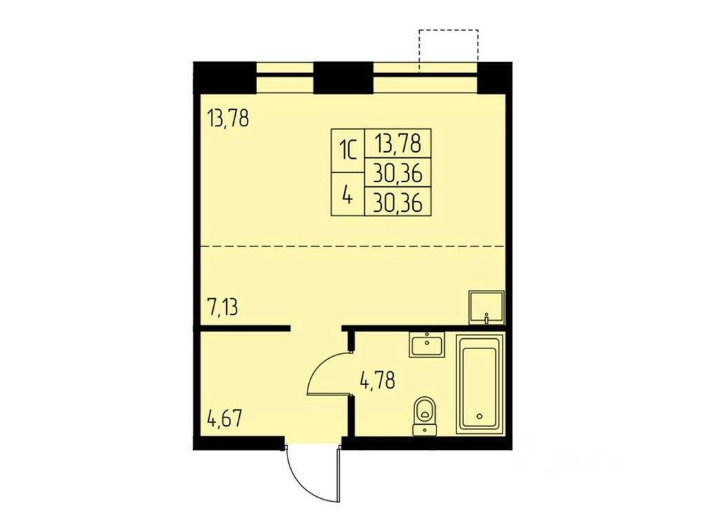 Apartment Sale, 30.4平方米 at Dom na Studencheskom, Studencheskiy proyezd, Ivanteyevka, Pshkinskiy Urban District, Moscow Region, Russia #1