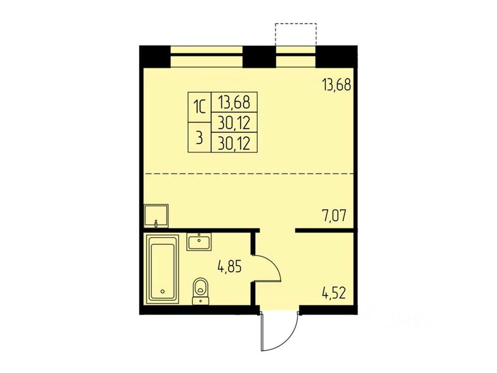 Apartment Sale, 30.1平方米 at Dom na Studencheskom, Studencheskiy proyezd, Ivanteyevka, Pshkinskiy Urban District, Moscow Region, Russia #1