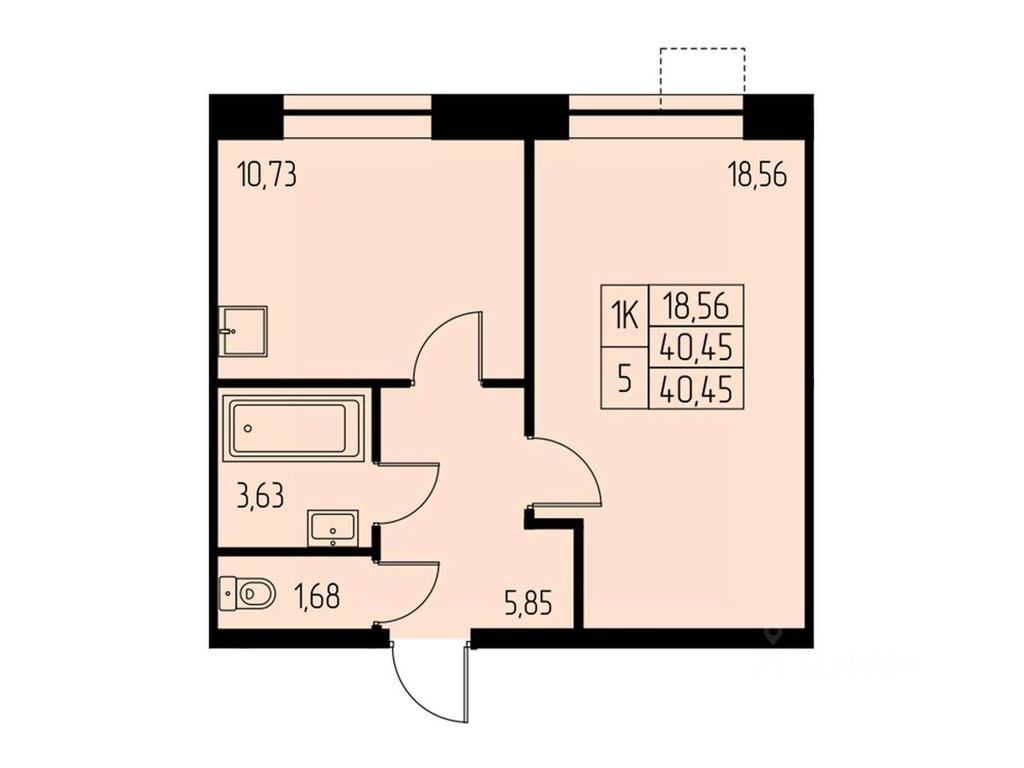 Apartment Sale, 40.5平方米 at Dom na Studencheskom, Studencheskiy proyezd, Ivanteyevka, Pshkinskiy Urban District, Moscow Region, Russia #1