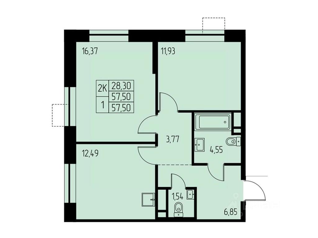 1-BD Apartment Sale, 57.5平方米 at Dom na Studencheskom, Studencheskiy proyezd, Ivanteyevka, Pshkinskiy Urban District, Moscow Region, Russia #1 1-BD Apartment Sale, 57.5平方米 at Dom na Studencheskom, Studencheskiy proyezd, Ivanteyevka, Pshkinskiy Urban District, Moscow Region, Russia #1
