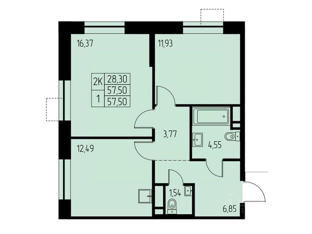 1-BD Apartment Sale, 57.5平方米 at Dom na Studencheskom, Studencheskiy proyezd, Ivanteyevka, Pshkinskiy Urban District, Moscow Region, Russia #1 1-BD Apartment Sale, 57.5平方米 at Dom na Studencheskom, Studencheskiy proyezd, Ivanteyevka, Pshkinskiy Urban District, Moscow Region, Russia #1