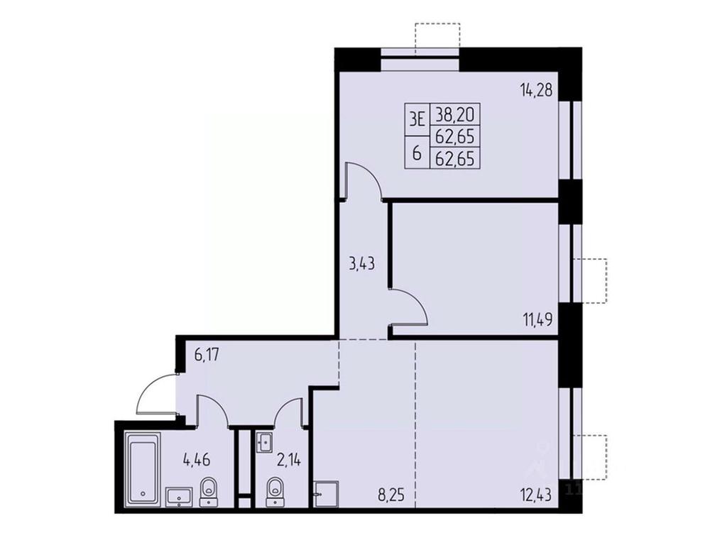 2-BD Apartment Sale, 62.7平方米 at Dom na Studencheskom, Studencheskiy proyezd, Ivanteyevka, Pshkinskiy Urban District, Moscow Region, Russia #1
