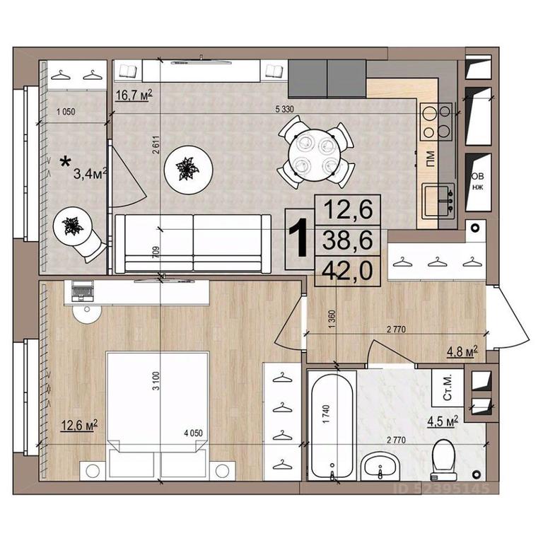 Apartment Sale, 42 sq. m. at Grand Komfort, Gudkova Street, Zhukovsky, Moscow Region, Russia #1 Apartment Sale, 42 sq. m. at Grand Komfort, Gudkova Street, Zhukovsky, Moscow Region, Russia #1