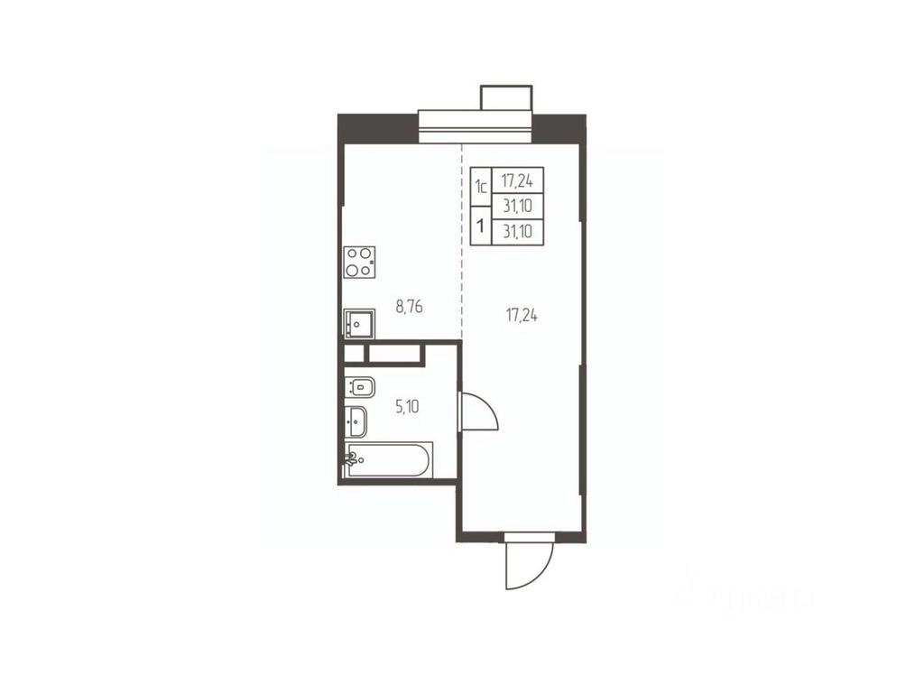 Apartment Sale, 31.1平方米 at Novaya Ivanteevka, Zavodskaya ulitsa, Ivanteyevka, Pshkinskiy Urban District, Moscow Region, Russia #1