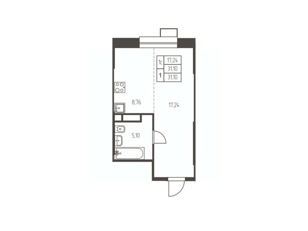 Apartment Sale, 31.1 sq. m. at Novaya Ivanteevka, Zavodskaya ulitsa, Ivanteyevka, Pshkinskiy Urban District, Moscow Region, Russia #1