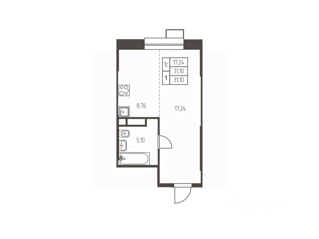 Apartment Sale, 31.1 sq. m. at Novaya Ivanteevka, Zavodskaya ulitsa, Ivanteyevka, Pshkinskiy Urban District, Moscow Region, Russia #1