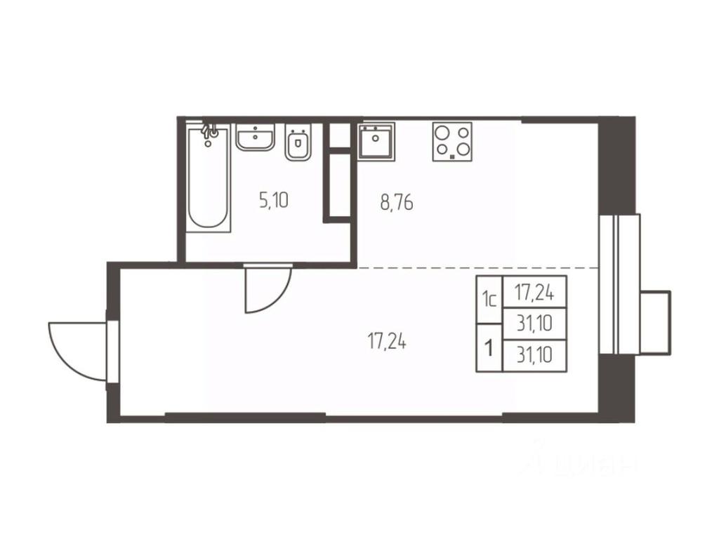 Apartment Sale, 31.1 sq. m. at Novaya Ivanteevka, Zavodskaya ulitsa, Ivanteyevka, Pshkinskiy Urban District, Moscow Region, Russia #1