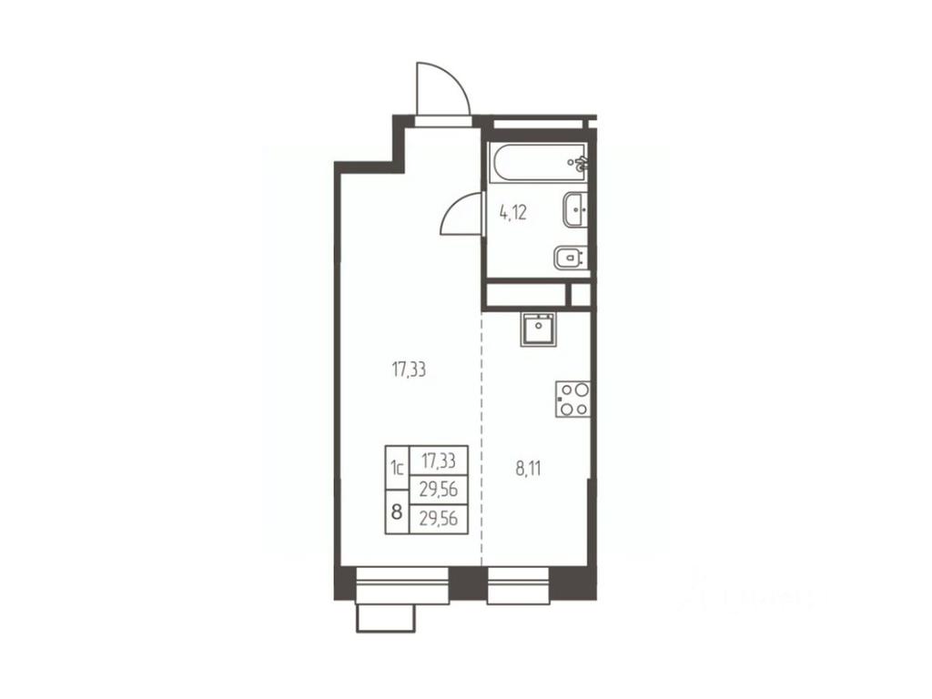 Apartment Sale, 29.6平方米 at Novaya Ivanteevka, Zavodskaya ulitsa, Ivanteyevka, Pshkinskiy Urban District, Moscow Region, Russia #1