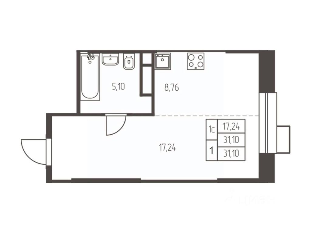 Apartment Sale, 31.1 sq. m. at Novaya Ivanteevka, Zavodskaya ulitsa, Ivanteyevka, Pshkinskiy Urban District, Moscow Region, Russia #1