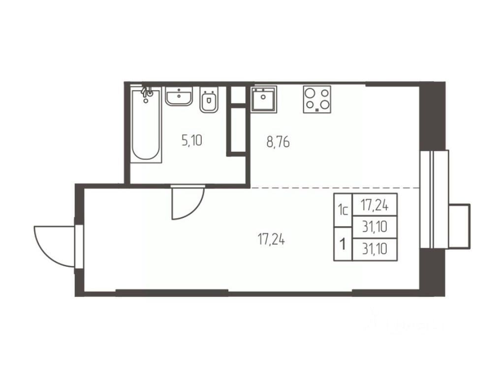 Apartment Sale, 31.1 sq. m. at Novaya Ivanteevka, Zavodskaya ulitsa, Ivanteyevka, Pshkinskiy Urban District, Moscow Region, Russia #1
