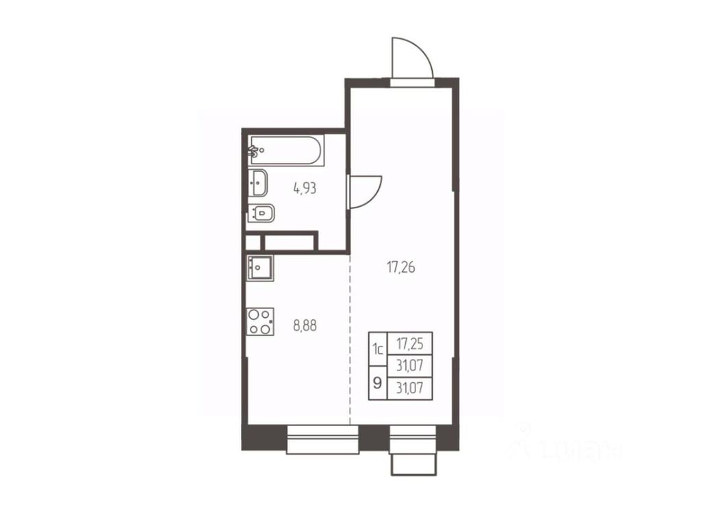 Apartment Sale, 31.1 sq. m. at Novaya Ivanteevka, Zavodskaya ulitsa, Ivanteyevka, Pshkinskiy Urban District, Moscow Region, Russia #1