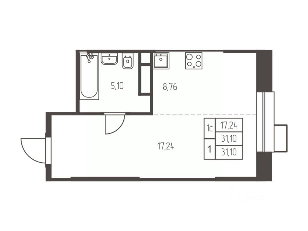 Apartment Sale, 31.1 sq. m. at Novaya Ivanteevka, Zavodskaya ulitsa, Ivanteyevka, Pshkinskiy Urban District, Moscow Region, Russia #1