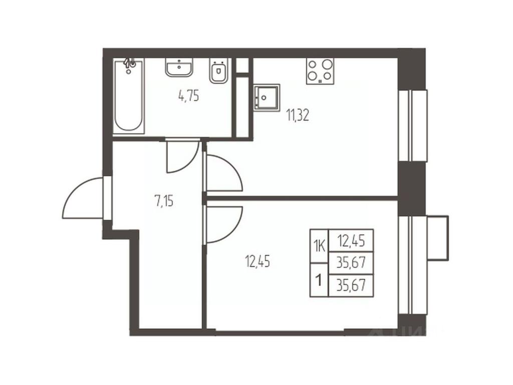 Apartment Sale, 35.7平方米 at Novaya Ivanteevka, Zavodskaya ulitsa, Ivanteyevka, Pshkinskiy Urban District, Moscow Region, Russia #1