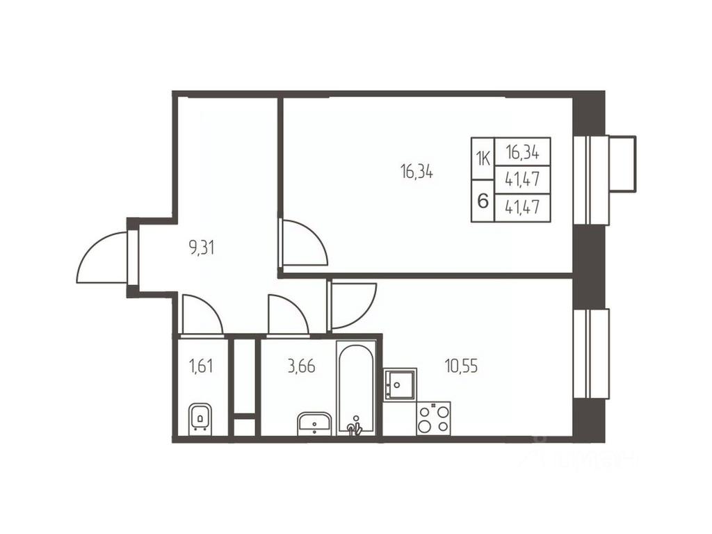 Apartment Sale, 41.5平方米 at Novaya Ivanteevka, Zavodskaya ulitsa, Ivanteyevka, Pshkinskiy Urban District, Moscow Region, Russia #1