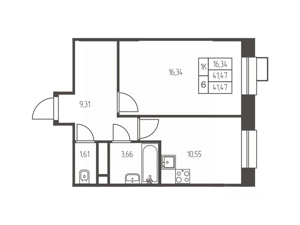 Apartment Sale, 41.5平方米 at Novaya Ivanteevka, Zavodskaya ulitsa, Ivanteyevka, Pshkinskiy Urban District, Moscow Region, Russia #1