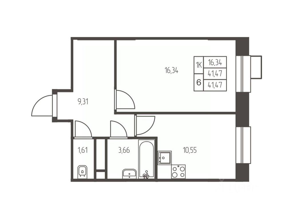 Apartment Sale, 41.5平方米 at Novaya Ivanteevka, Zavodskaya ulitsa, Ivanteyevka, Pshkinskiy Urban District, Moscow Region, Russia #1