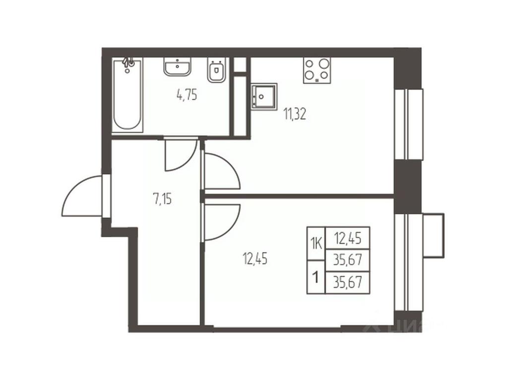 Apartment Sale, 35.7平方米 at Novaya Ivanteevka, Zavodskaya ulitsa, Ivanteyevka, Pshkinskiy Urban District, Moscow Region, Russia #1
