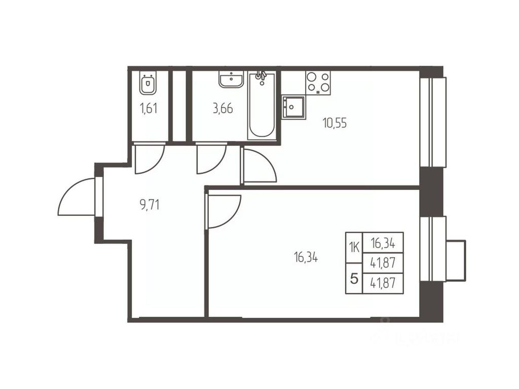 Apartment Sale, 41.9 sq. m. at Novaya Ivanteevka, Zavodskaya ulitsa, Ivanteyevka, Pshkinskiy Urban District, Moscow Region, Russia #1