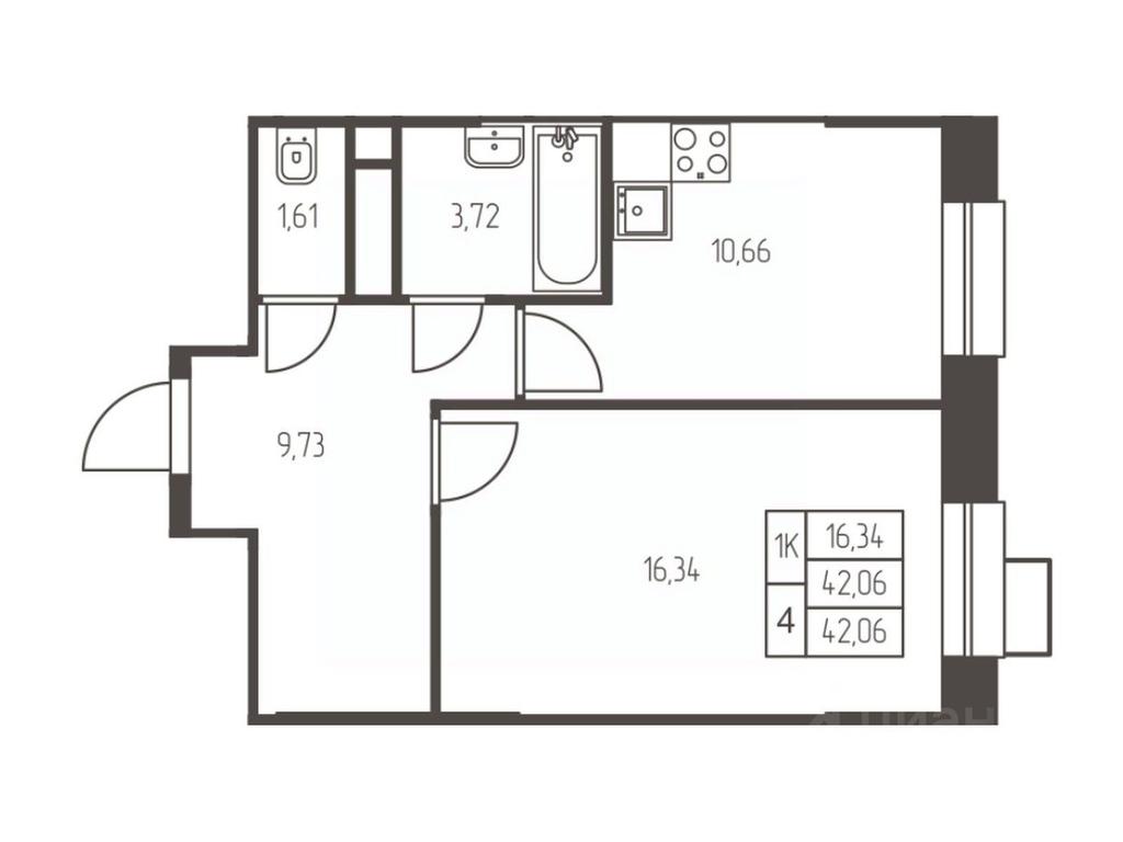 Apartment Sale, 42.1平方米 at Novaya Ivanteevka, Zavodskaya ulitsa, Ivanteyevka, Pshkinskiy Urban District, Moscow Region, Russia #1