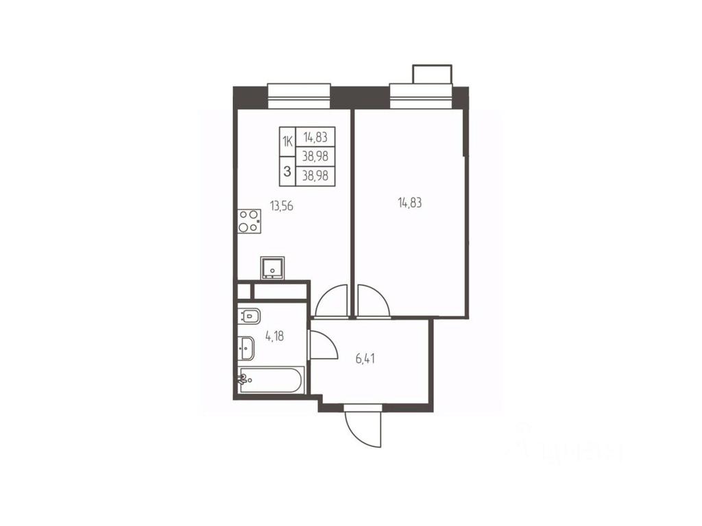 Apartment Sale, 39平方米 at Novaya Ivanteevka, Zavodskaya ulitsa, Ivanteyevka, Pshkinskiy Urban District, Moscow Region, Russia #1