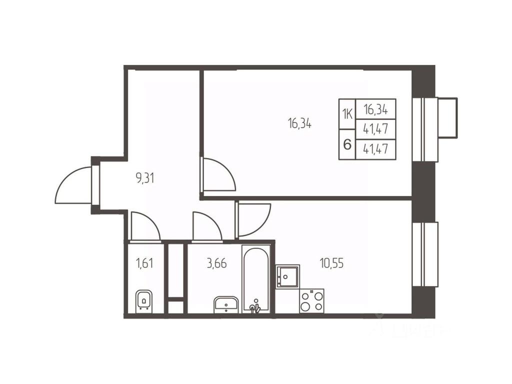 Apartment Sale, 41.5平方米 at Novaya Ivanteevka, Zavodskaya ulitsa, Ivanteyevka, Pshkinskiy Urban District, Moscow Region, Russia #1