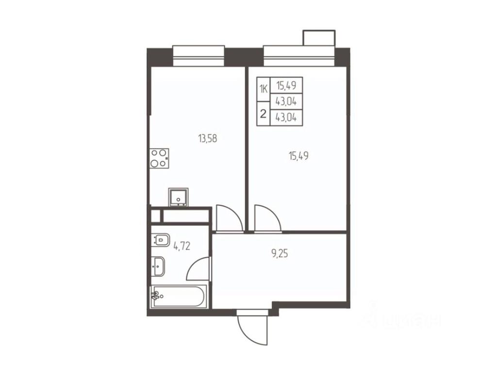 Apartment Sale, 43平方米 at Novaya Ivanteevka, Zavodskaya ulitsa, Ivanteyevka, Pshkinskiy Urban District, Moscow Region, Russia #1