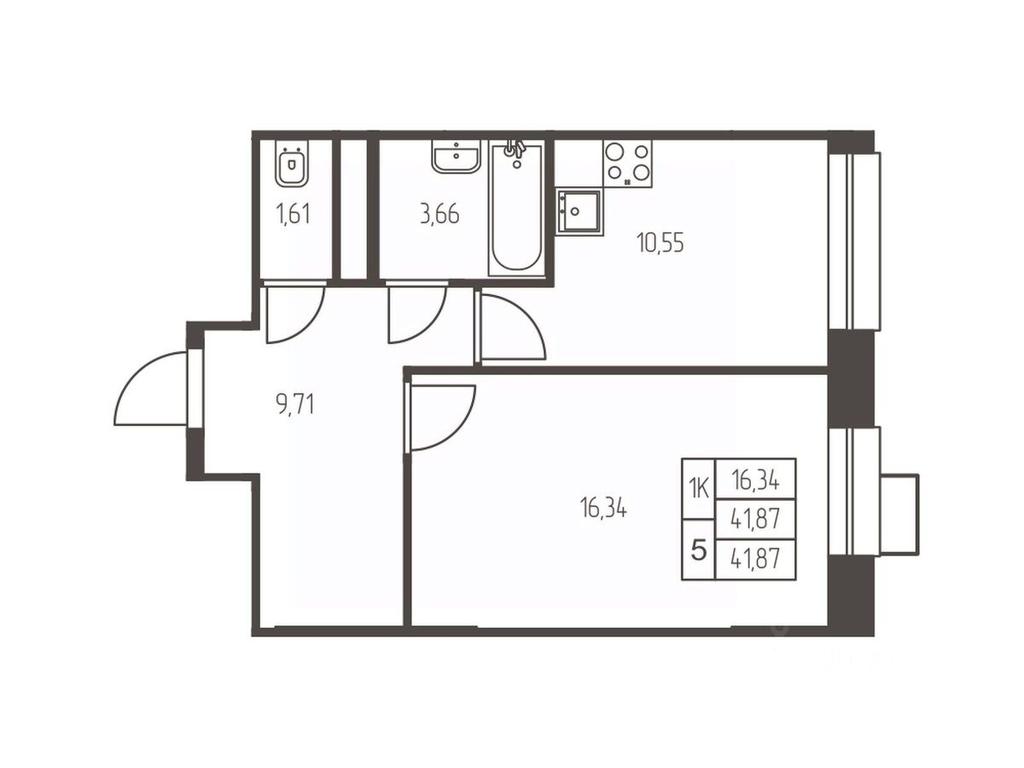 Apartment Sale, 41.9 sq. m. at Novaya Ivanteevka, Zavodskaya ulitsa, Ivanteyevka, Pshkinskiy Urban District, Moscow Region, Russia #1