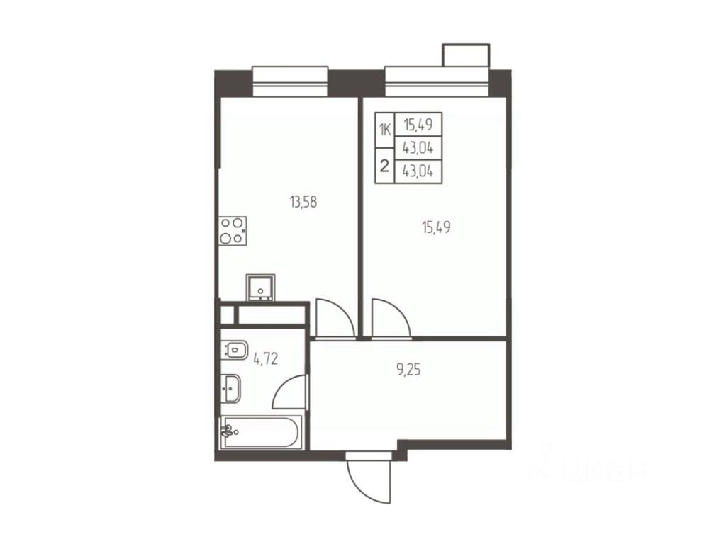 Apartment Sale, 43 sq. m. at Novaya Ivanteevka, Zavodskaya ulitsa, Ivanteyevka, Pshkinskiy Urban District, Moscow Region, Russia #1