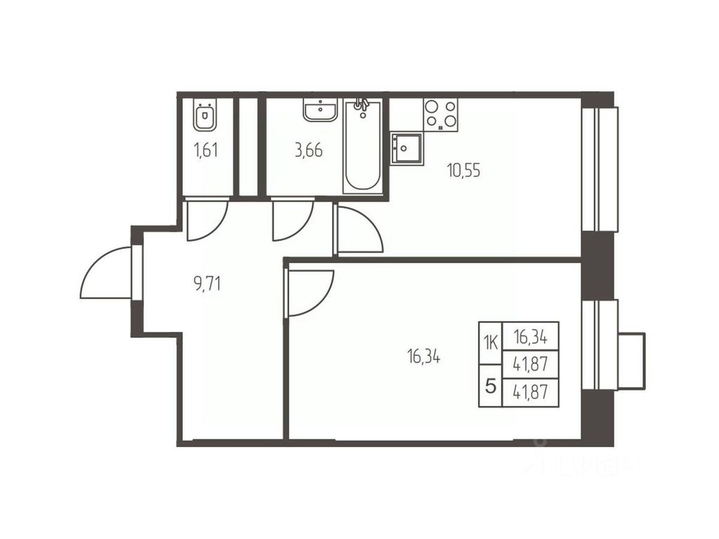 Apartment Sale, 41.9 sq. m. at Novaya Ivanteevka, Zavodskaya ulitsa, Ivanteyevka, Pshkinskiy Urban District, Moscow Region, Russia #1