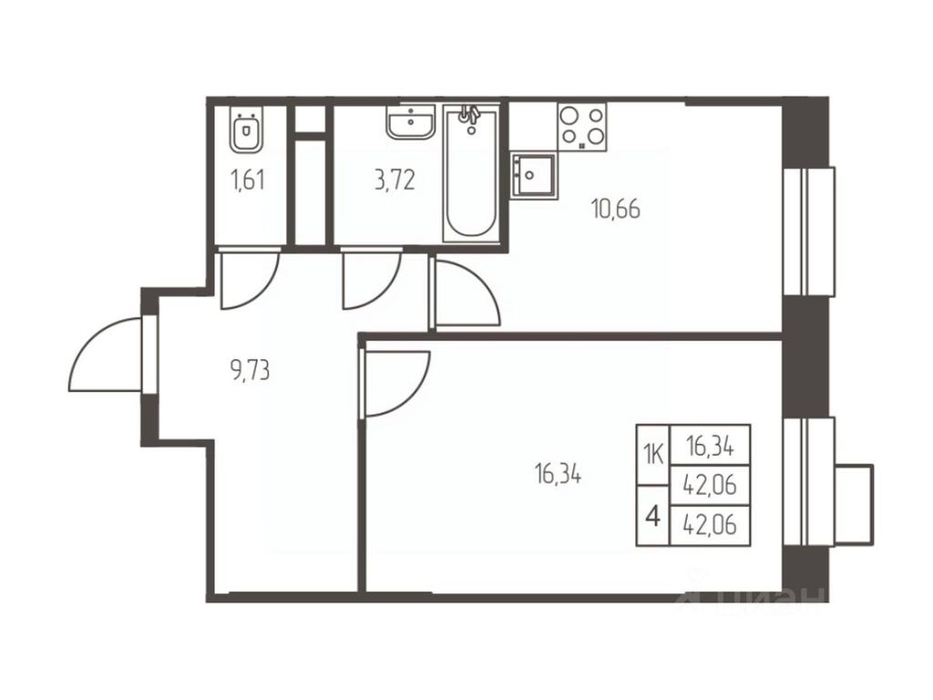 Apartment Sale, 42.1 sq. m. at Novaya Ivanteevka, Zavodskaya ulitsa, Ivanteyevka, Pshkinskiy Urban District, Moscow Region, Russia #1