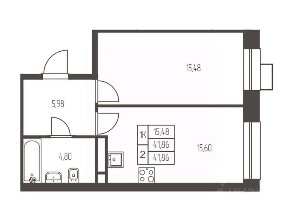 Apartment Sale, 41.9 sq. m. at Novaya Ivanteevka, Zavodskaya ulitsa, Ivanteyevka, Pshkinskiy Urban District, Moscow Region, Russia #1