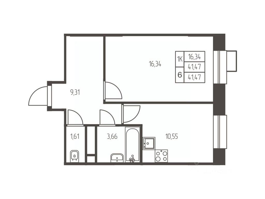 Apartment Sale, 41.5平方米 at Novaya Ivanteevka, Zavodskaya ulitsa, Ivanteyevka, Pshkinskiy Urban District, Moscow Region, Russia #1