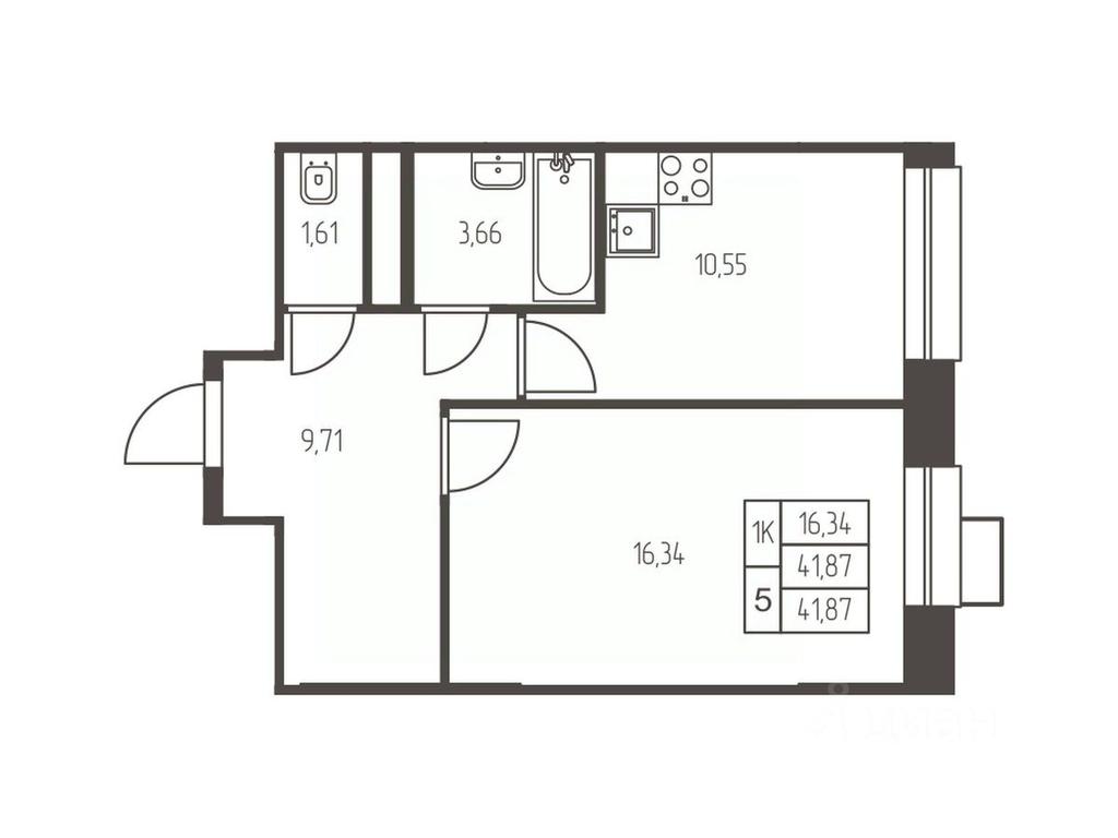 Apartment Sale, 41.9 sq. m. at Novaya Ivanteevka, Zavodskaya ulitsa, Ivanteyevka, Pshkinskiy Urban District, Moscow Region, Russia #1