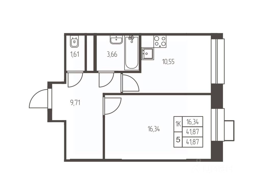 Apartment Sale, 41.9平方米 at Novaya Ivanteevka, Zavodskaya ulitsa, Ivanteyevka, Pshkinskiy Urban District, Moscow Region, Russia #1