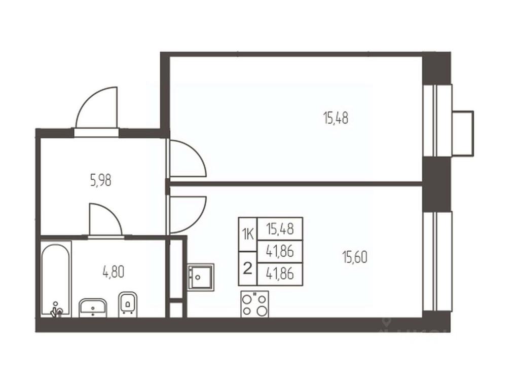 Apartment Sale, 41.9平方米 at Novaya Ivanteevka, Zavodskaya ulitsa, Ivanteyevka, Pshkinskiy Urban District, Moscow Region, Russia #1