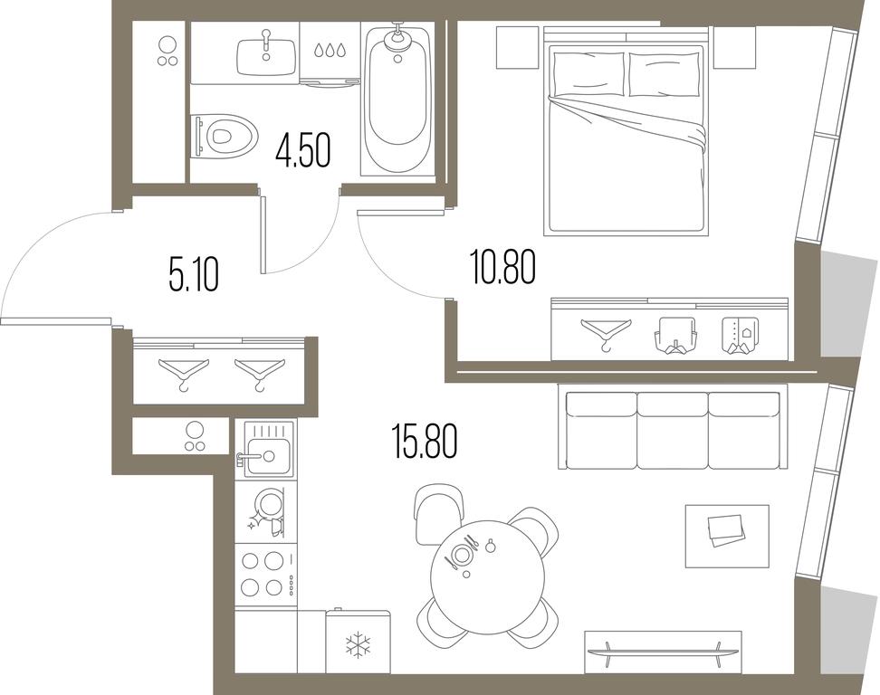 1-BD Apartment Sale, 36.2 sq. m. at Severny Port, Leningradskoye Highway, Moscow, Russia #1