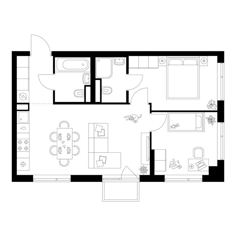 2-BD Apartment Sale, 51.9 sq. m. at Buninskaja naberezhnaja, ZhK Buninskaya Naberezhnaya, Moscow, Russia #1